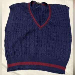 blue knitted sweater vest